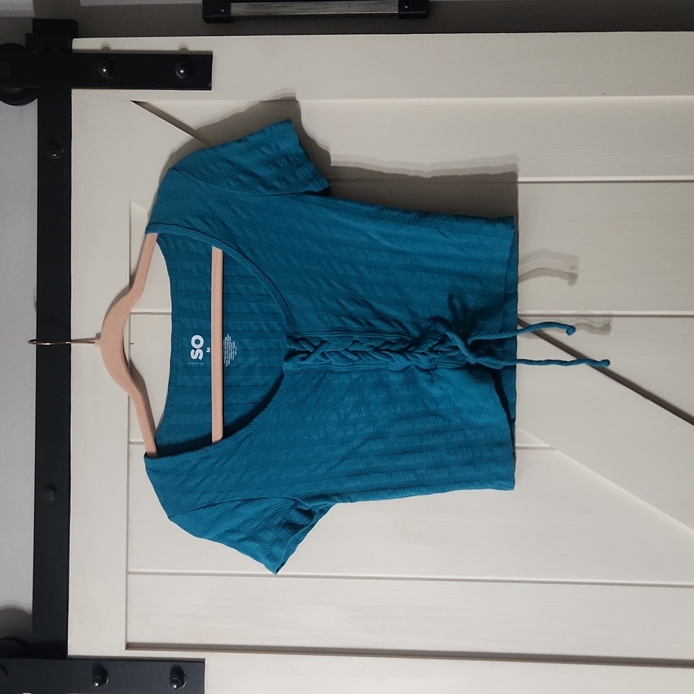 SO teal blue fitted top